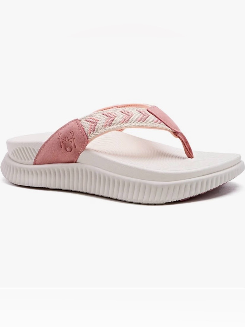 KuuLu Women's Pink Chevron Thong Sandal with Cushioned White Sole